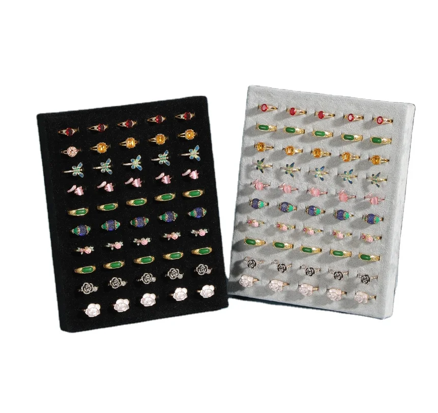 Velvet Jewelry Ring Display Stand 50 Ring Holder Jewelry Stand Upright Display Card Display Board Props