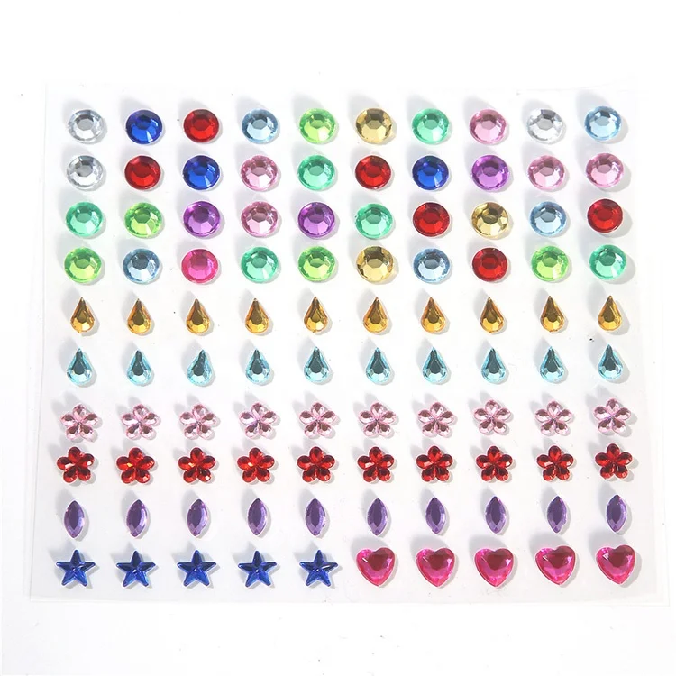 Rhinestone Stickers With Nice Glue Crystal Adhesive Gems Sticker Sheet For Body