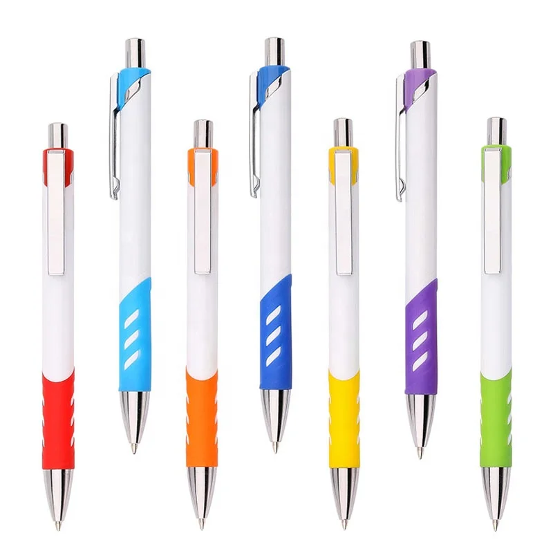 Factory Directly Solid White Barrel With Metal Clip Rubber Grip Promotional Ballpoint Kaco Pen