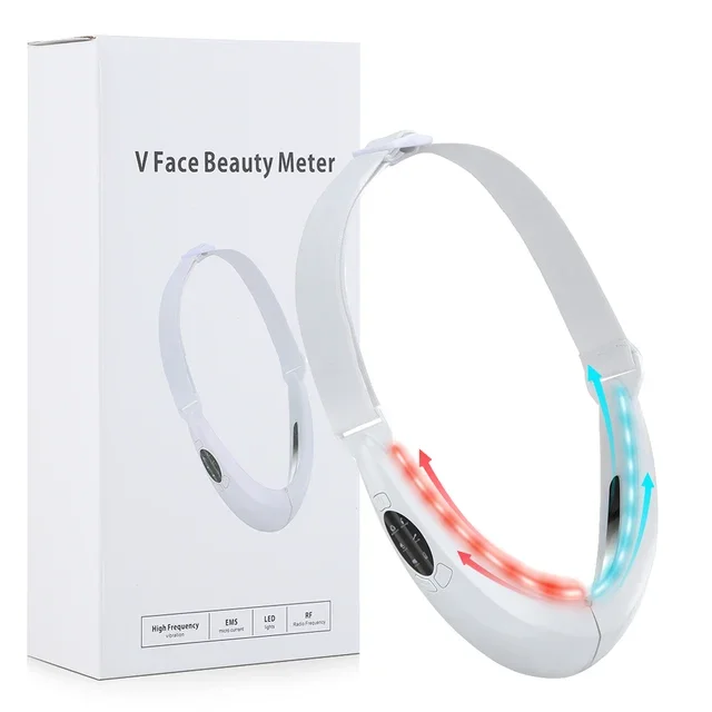 Facial Lifting Device LED Photon Therapy Facial Slimming Vibration Massager Double Chin V Face Shaped Cheek Lift Belt Machine