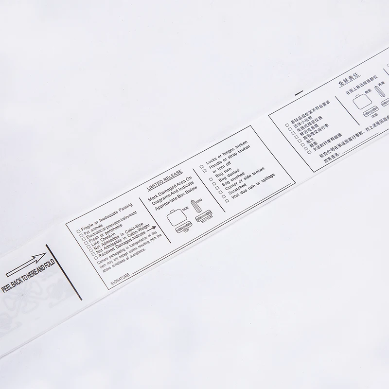 Airplane Custom Label Thermal Paper Self Adhesive Airlines Baggage Tag