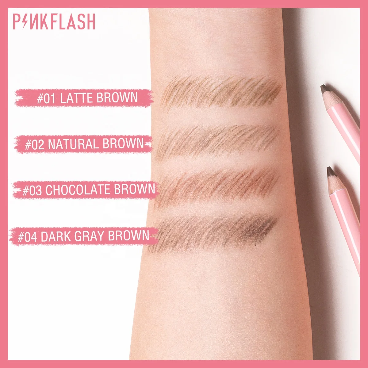 PINKFLASH PF-E02 Waterproof Durable Soft Dry Eyebrow Pencil Create Perfect Eyebrow