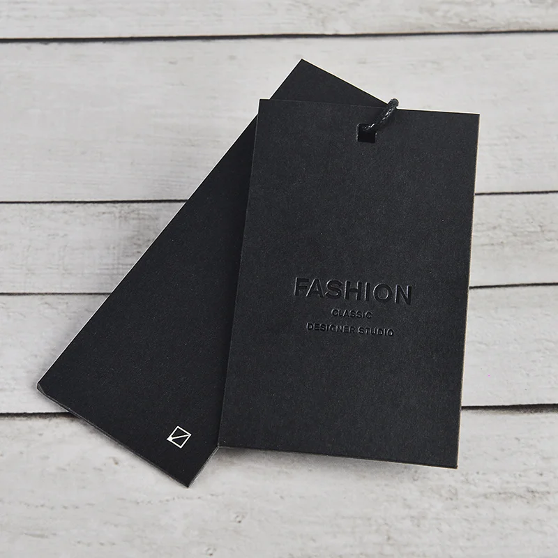 Garment Swing Tags Clothes Label print Name logo Plastic hang tag with string paper hangtags For Clothing own logo