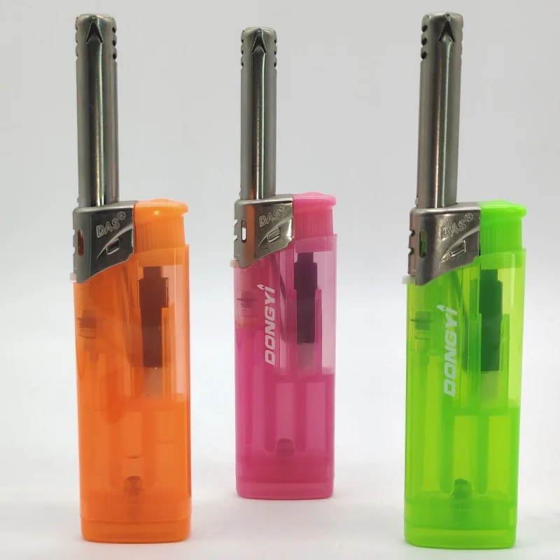 Small BBQ Lighter Safety Button Flame Adjustment Kitchen Lighter Refillable Gas Barbecue Lighter