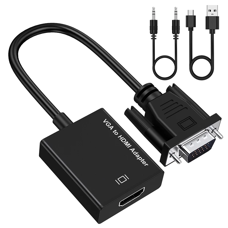VGA to HDMI Adapter for Monitor TV Active 1080P Video Output with Audio, VGA to HDMI Converter Compatible with PC Computer