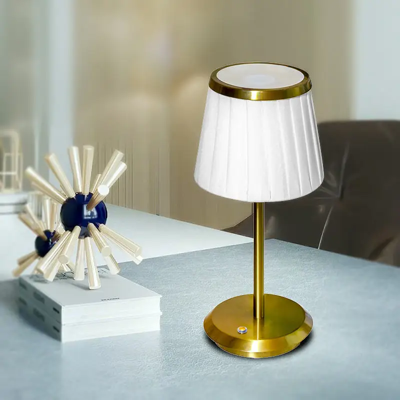 LED Cordless Charging Lamps Fabric Lampshade Led Lights Indoor Reading Night Light Lamps for Bedroom Living Room Led Table Lamp