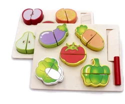 pretend simulation food toy montessori wooden cutting fruits toy for kids