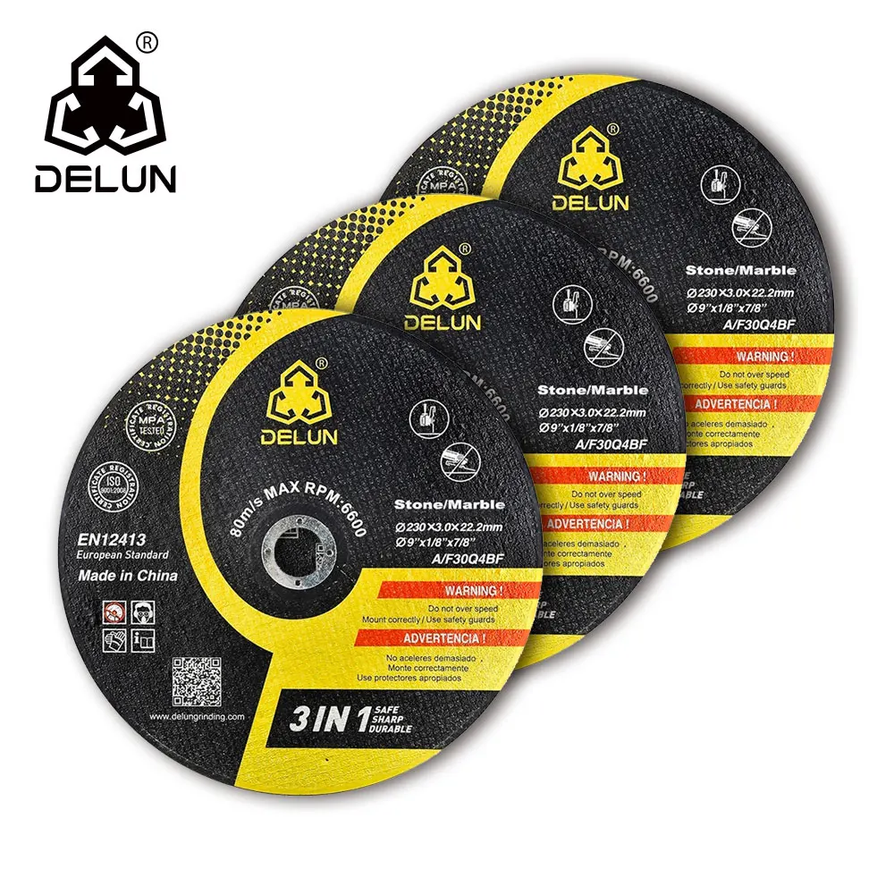 DELUN 9 Inch 230mm  Grinding Wheel Type 27 with Quick Change Threaded Hub Customizable OEM Support for Angle Grinders