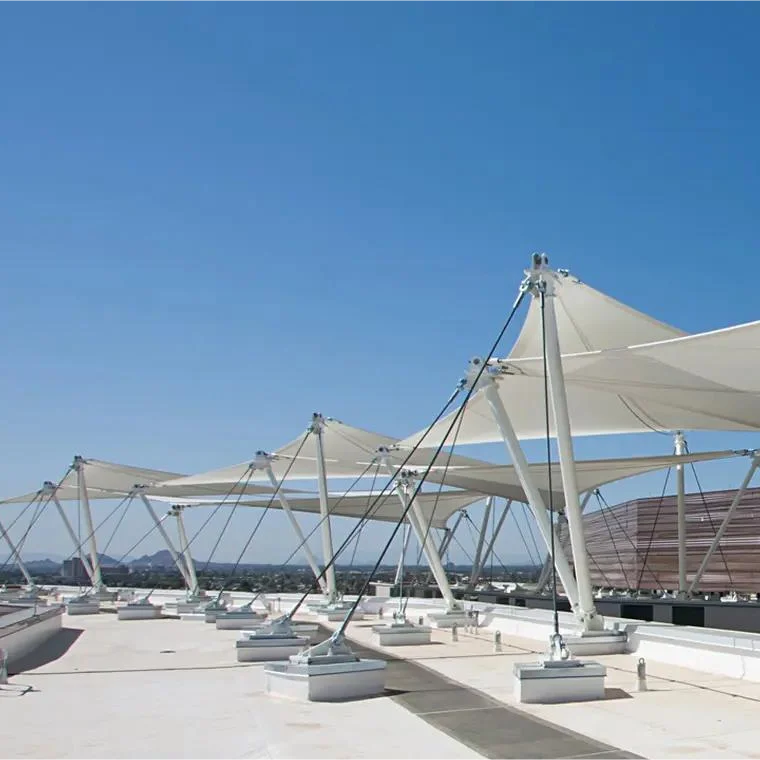 New design GB Q235 steel frame covering tensile PVDF membrane structure fabric roof
