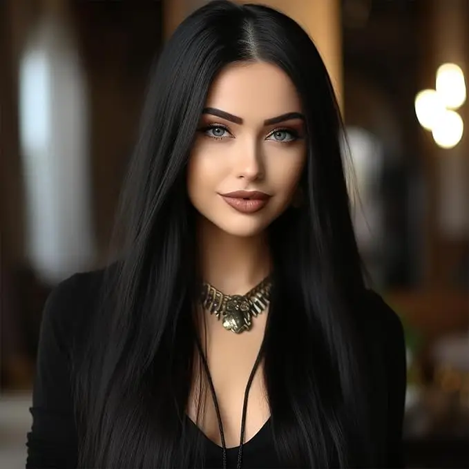 Long Straight Black Wig|Synthetic Long Black Wigs for Women|Cosplay Black Wig for Fashion Women 28inch