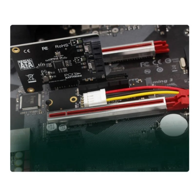 NGFF M.2 To PCI-E 4X Riser Card M2 M Key To PCIe X4 Adapter With LED Indicator SATA Power