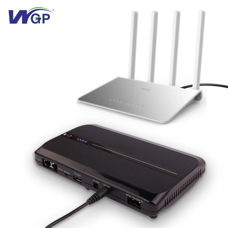 WGP ODM Multi Outputs Quick Charge 36W Online DC POE Mini UPS 5V 9V 12V 24V 48V for Access Point WiFi Router Modem ONT CPE GPON