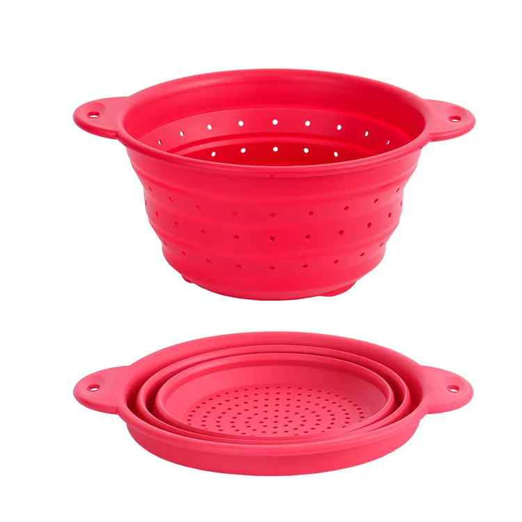 Collapsible silicone drain basket washing basket Kitchen vegetable and fruit wash basin Water filter basket