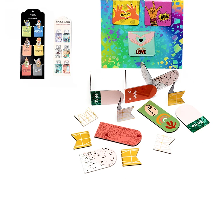 
China Manufacturer Full Color Printing Paper Folding Custom Magnet Bookmarks 