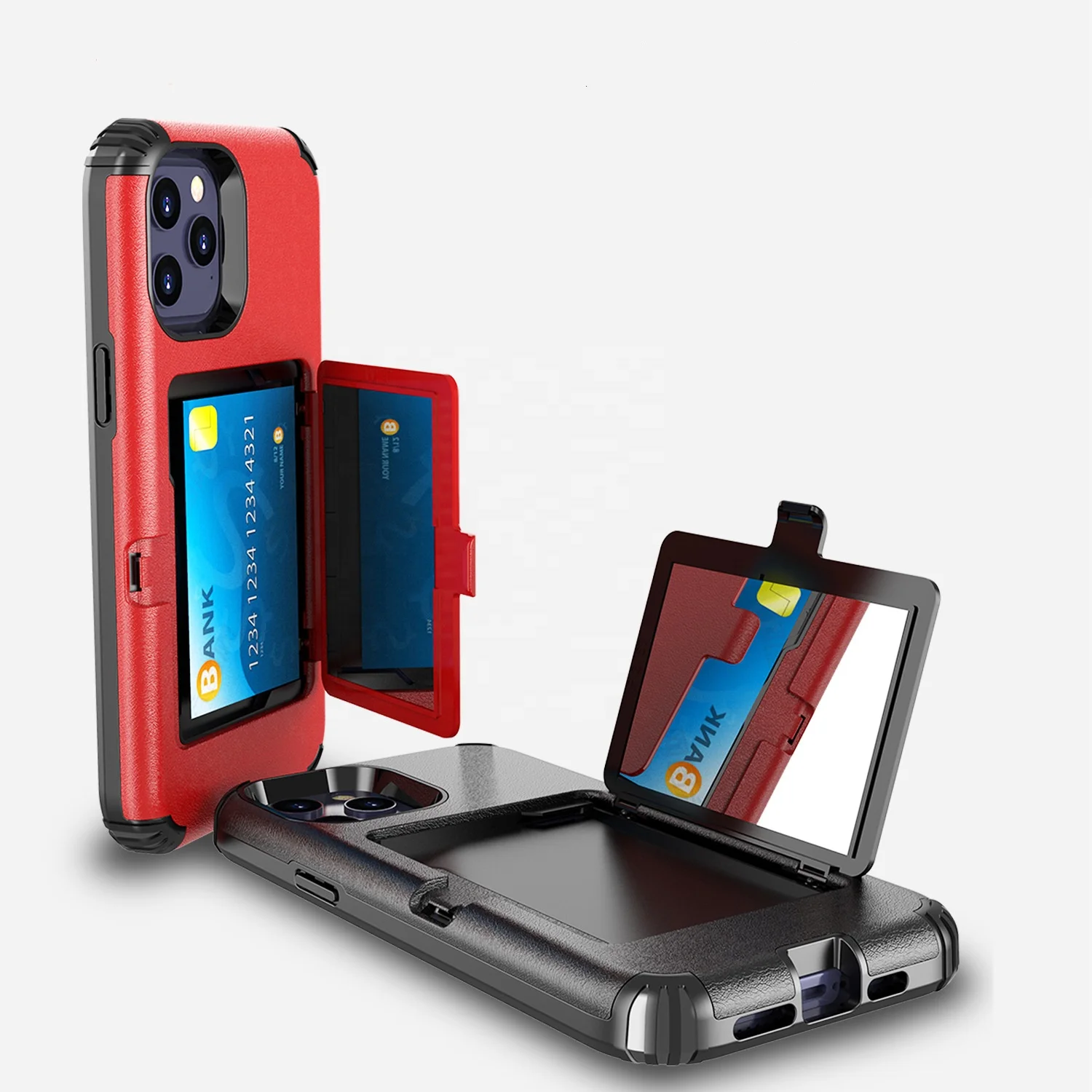 
Amazon creative card box mirror for iPhone12 pro max mobile phone case bracket card 3-in-1 protective cover 