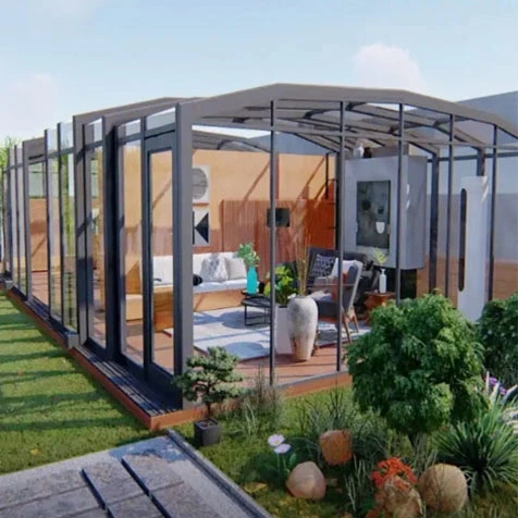 Hollow Sunshine Double Lowes Garden Aluminum Sunroom Customized  House Insulating Glass Sliding Steel Removable Triangle Flat