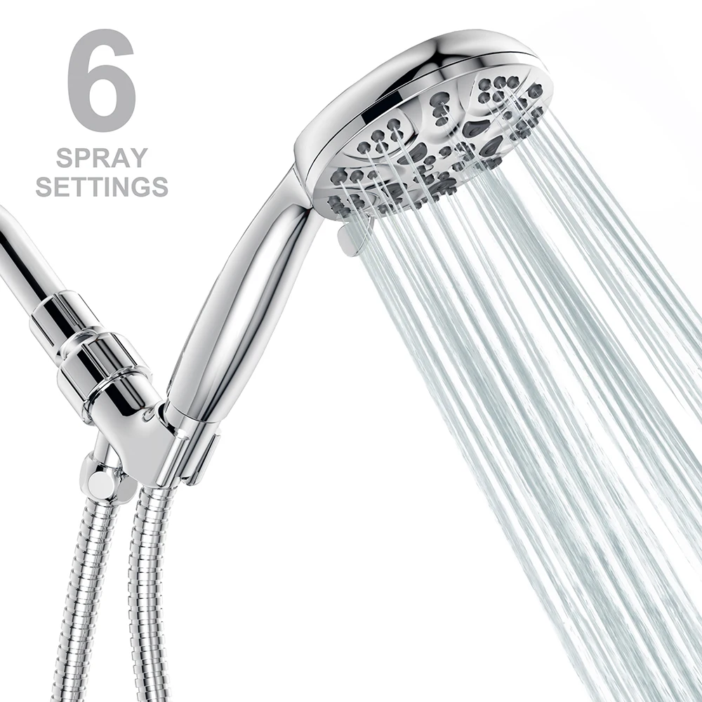 Hot Selling Wholesale Bathroom Plastic Chrome 6 Function Rain Hand Shower Set with Hose Shower Head