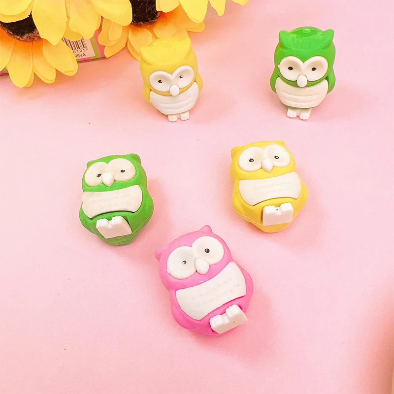 1 Piece Per Pack Cartoon Novelty 3D Owl Shape Hot Sale Custom Kawaii Fancy Erasers For Children