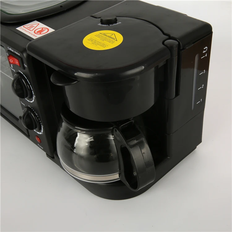 RTS Breakfast Maker Sandwich Machine Egg Frying Pan Meat Roaster Make Coffee 3 In 1 Multifunction Breakfast Machine