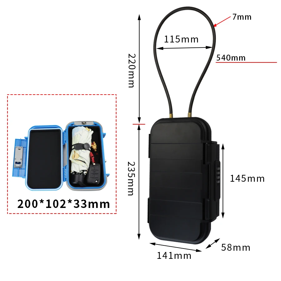 Asack Big Size Portable Storage Safe Box Indoor/Outside Security Key Lock Box Combination Access for Beach Travelling