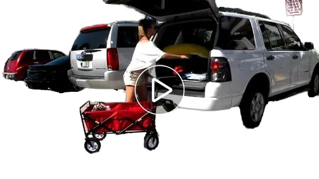 Heavy Duty Folding Wagon Portable Adjustable Collapsible Wagon for Sports Shopping  Camping
