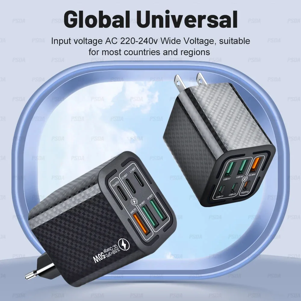 PD 50W USB Type-C Super Fast Charger Quick Charge 3.0 Wall Adapter For Xiaomi IPhone Samsung Oneplus