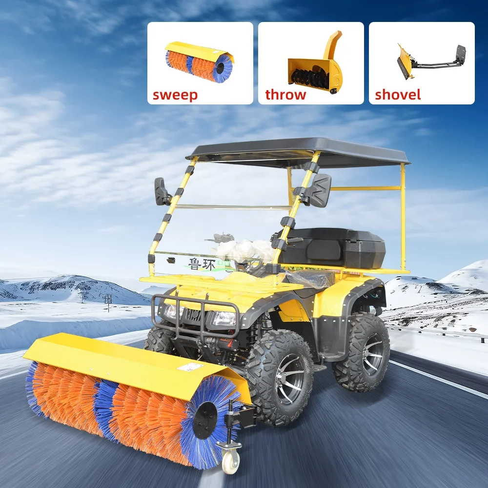 Low Price Gasoline Roller Brush Snow Sweeper Mini Snow Blower Driving Type Four Wheel Snow Sweeping Vehicle