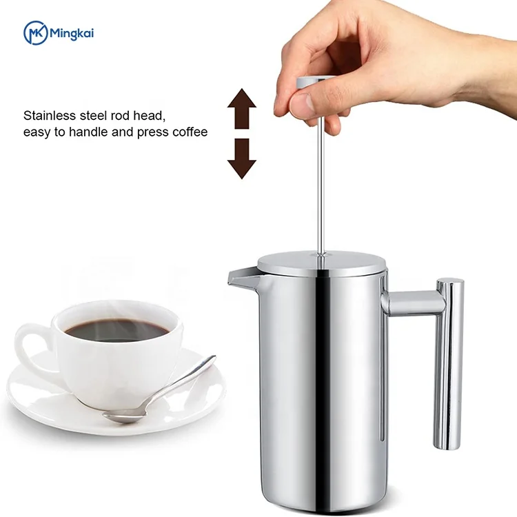 French press coffee machine double wall large capacity stainless steel teapot and coffee press filter system