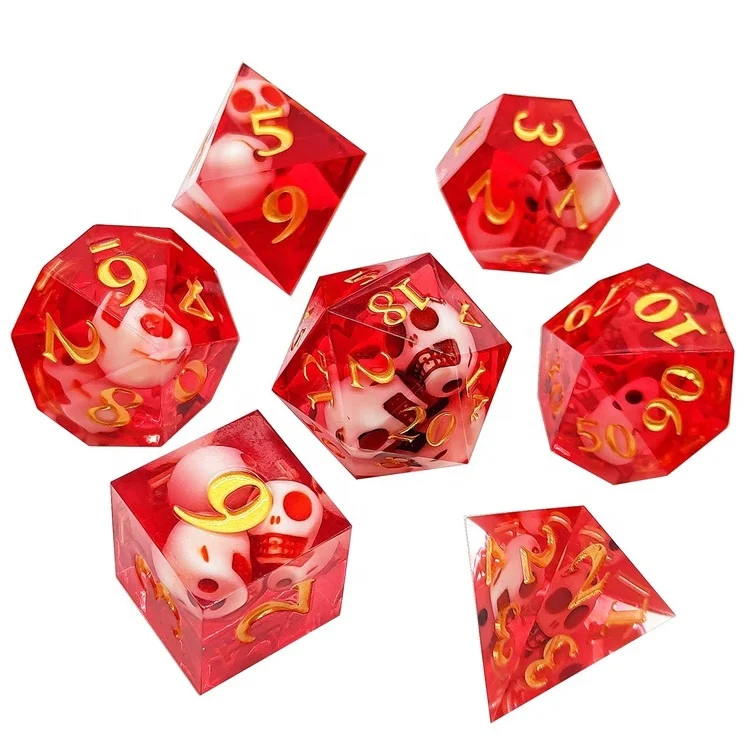 Halloween Gift Cool Red Skulls Polyhedral DND Dice Resin Set D20 Bulk Wholesale