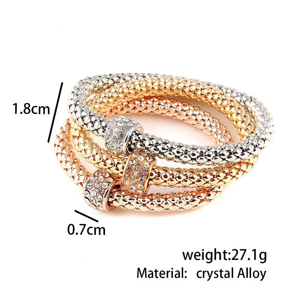Three-color rudder anchor bracelet set elastic popcorn corn chain diamond elephant bracelet women