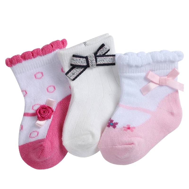 Оптовая продажа, Лидер продаж, мягкие детские носки из 70% полиэстера для девочек 0-6 месяцев, кружевные декоративные носки