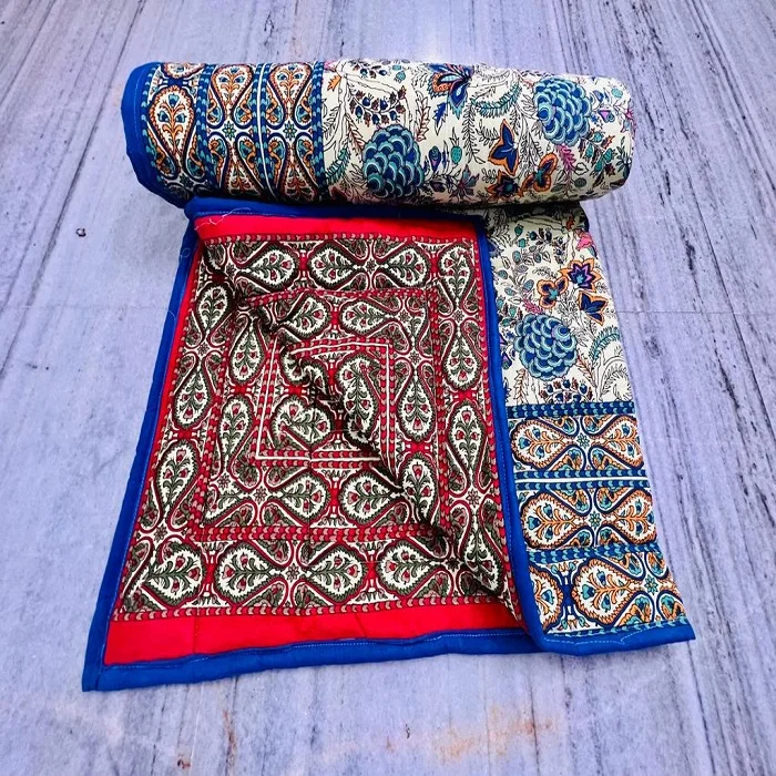 Hand Dyed Solid Cotton Brunswick Quilt Handmade Reversible Throw Kantha Quilt Hand Stitched Cotton Blanket King Queen