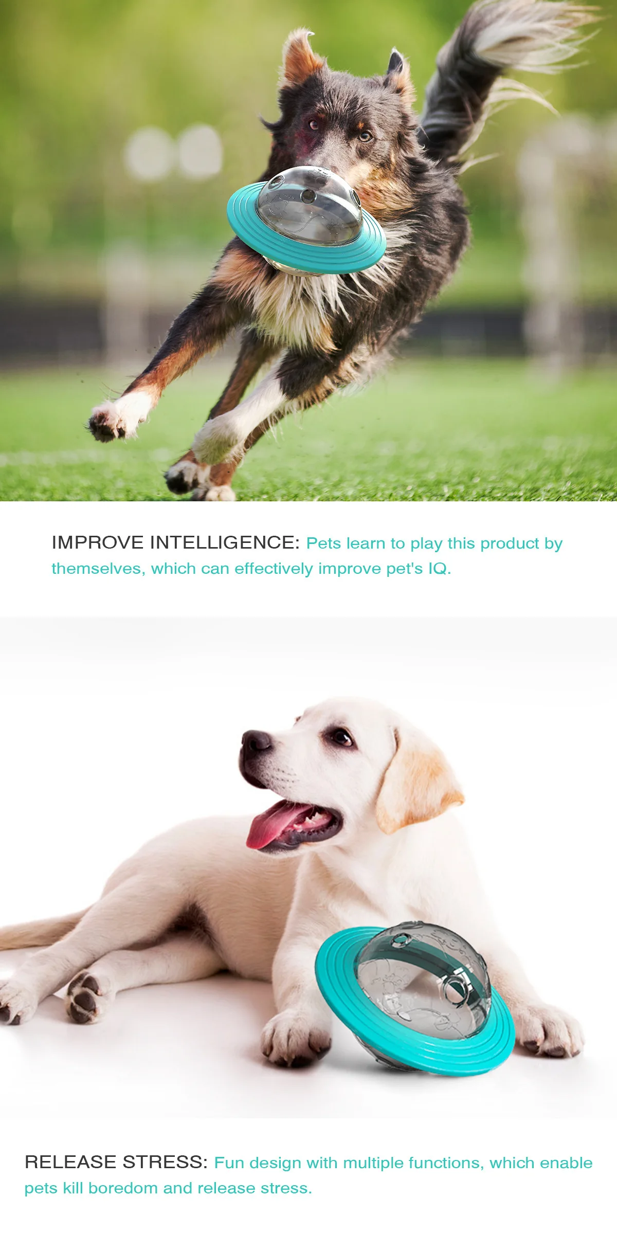SinSKy UFO Shape TPR Dog Toy Interactive IQ Training Pet Snack Ball Sustainable Leaky Treat Food Leaking Dog Toys Ball