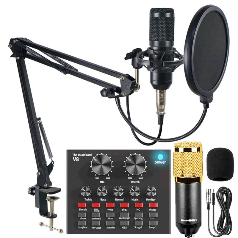 LM800 microphone condenser studio microfonos karaoke bm 800 bm800 usb recording micro phone mikrofon wired set v8 v8s sound card