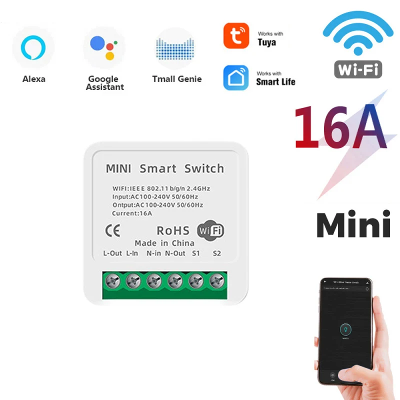 Лучшая цена TUYA мини переключатель 16A Wi-Fi умный передачи голоса Динамик/сенсорный экран/мобильное приложение