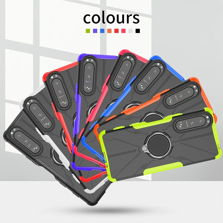 2021 new shockproof case kickstand TPU silicone armor mobile phone case for SONY xperia 5 III ring case