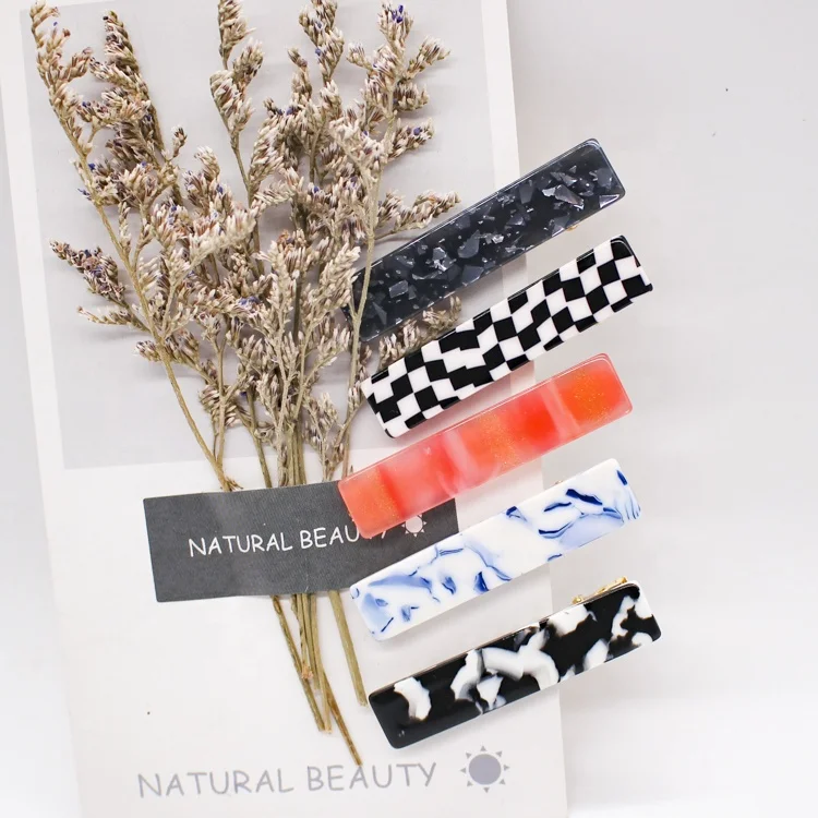 Lovely child hair accessories barrettes acetate acrylic small bar hair clips for little girls
