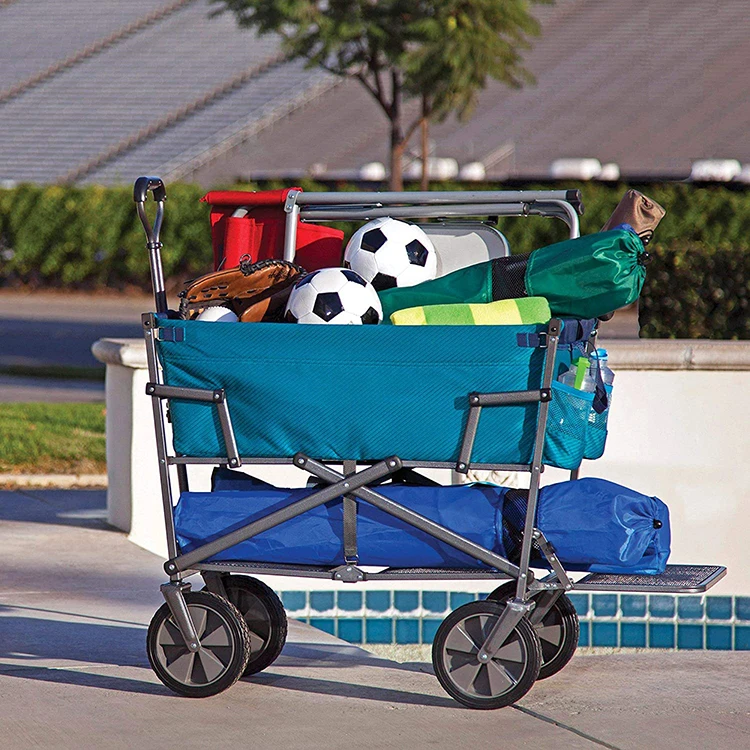 double decker camping folding wagon cart with 4