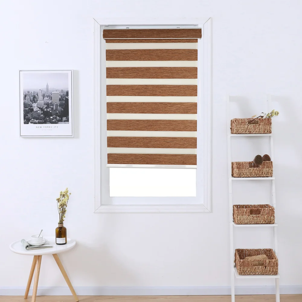 HaoYan  Manual Polyester Material Pleated Zebra Roller Fabric Blind