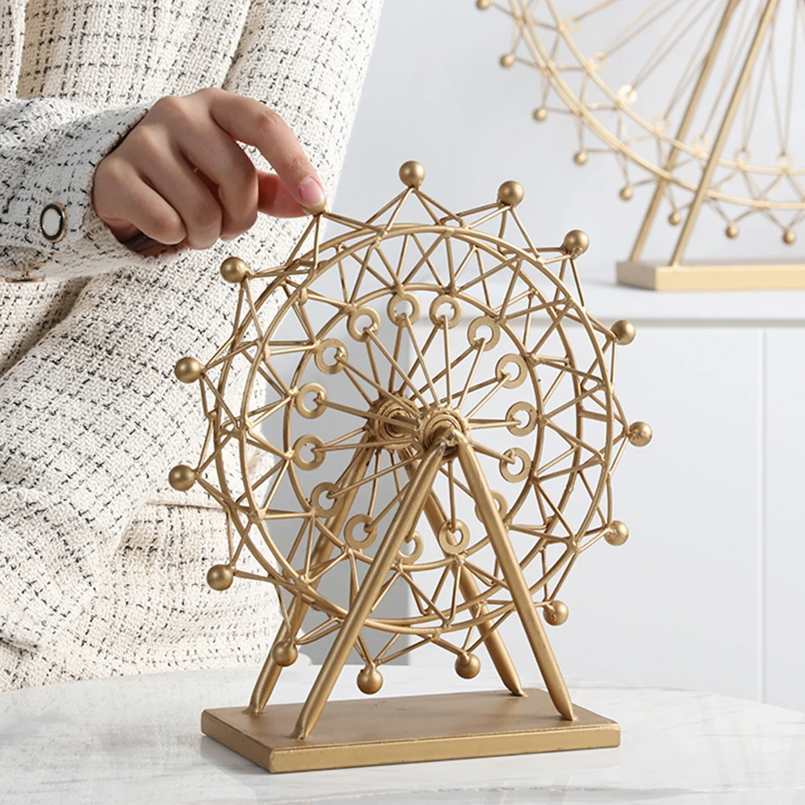 FINE Nordic Creative Vintage wedding decoration craft  Iron Ferris Wheel Model Sculptures Wrought Iron Ornaments