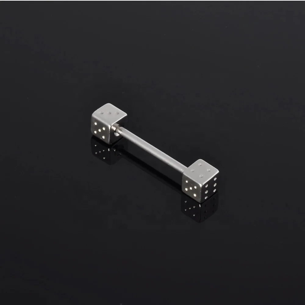 Surgical steel fashion dice shaped tongue piercing barbell ring wholesale