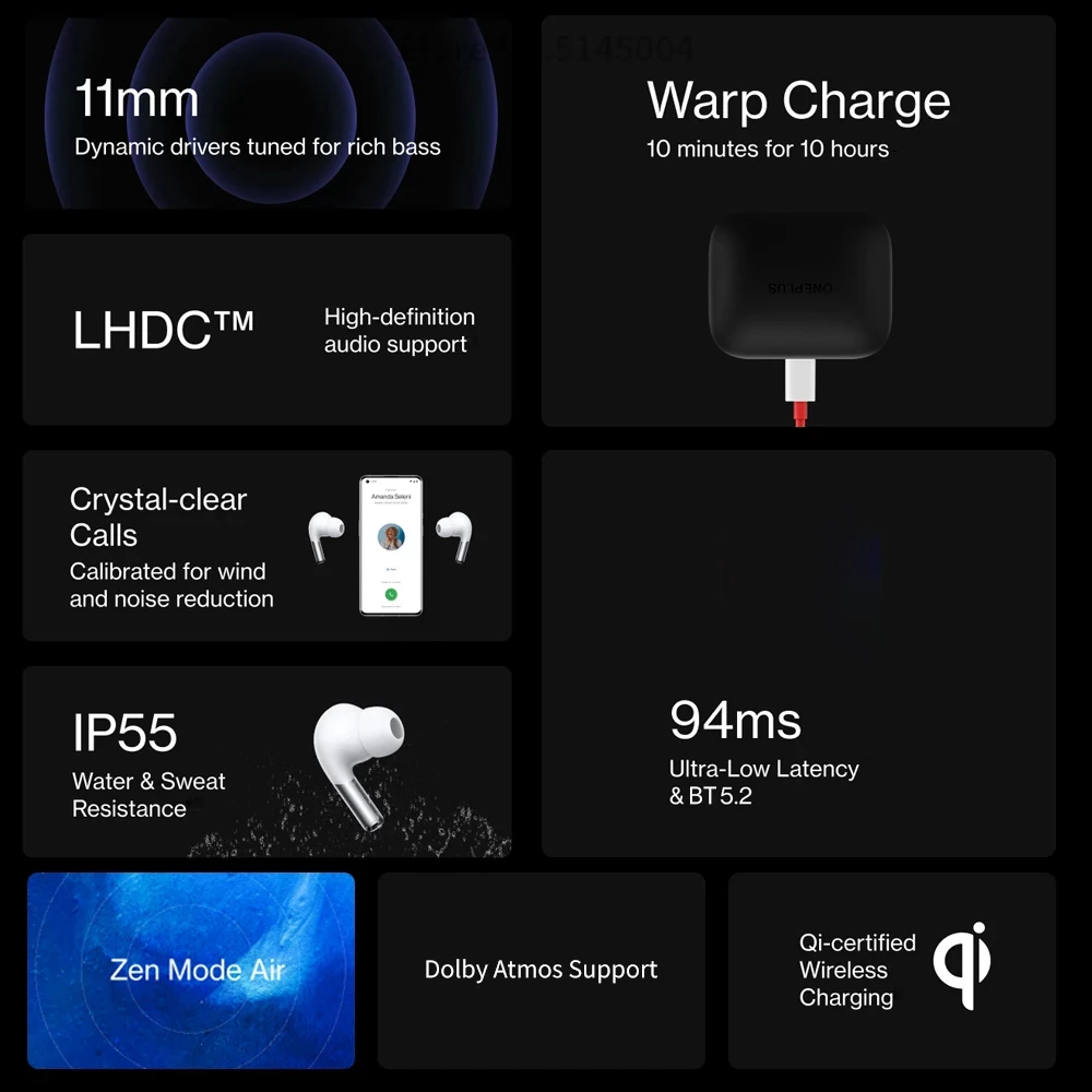 Global Version OnePlus Buds Pro TWS Earphone Adaptive Noise Cancellation LHDC 38 Hours Battery IP55 Water Resistance for Oneplus