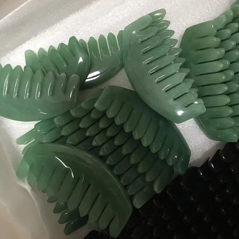 Wholesale Green Aventurine Jade Rose Crystal Comb Head Health Massage For Healing