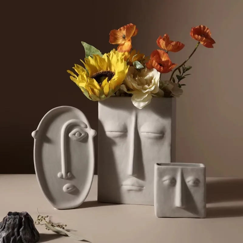 Ins Creative ceramic unglazed vase  artificial flower ornament