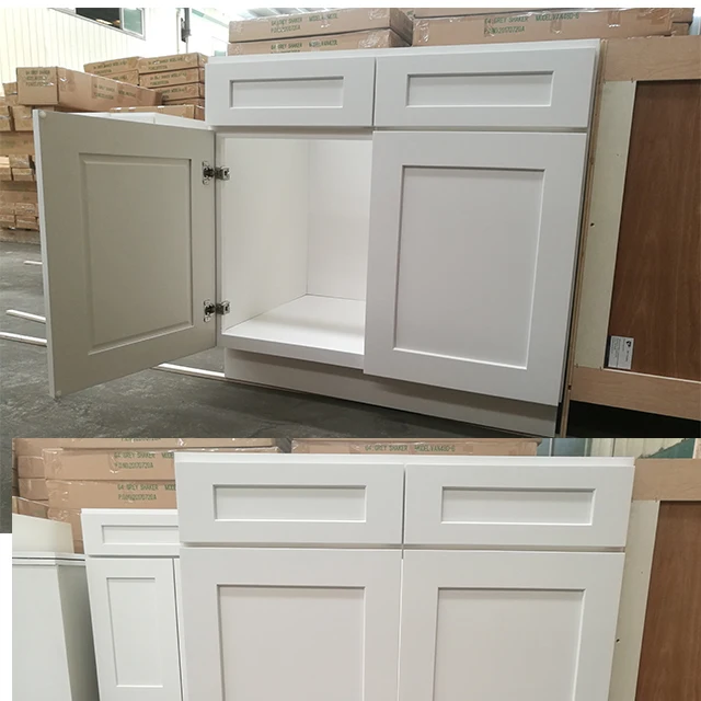 China Kitchen Cabinet Shaker Wood MDF Kitchen Cabinet French Country Hotel White Real