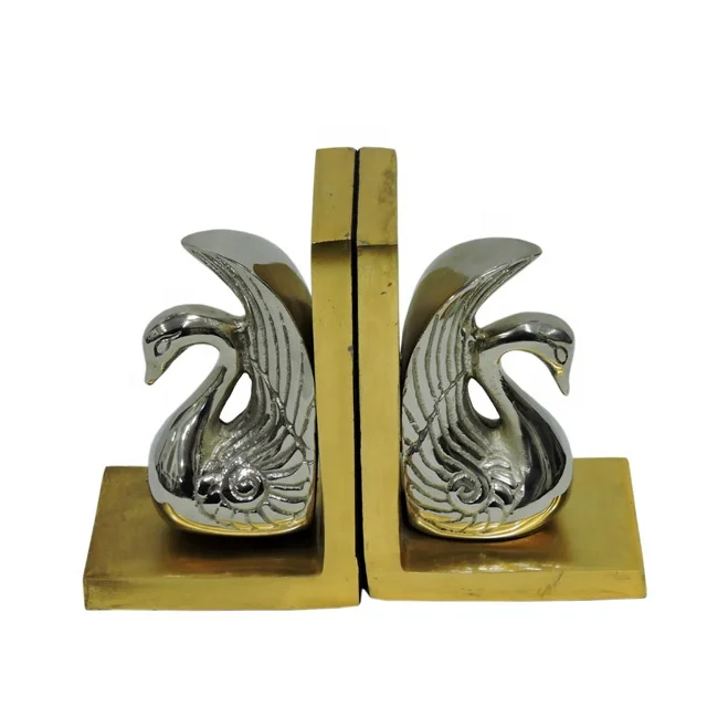 Home Decor decorative accents bookends metal swan bookends use for table and desk decoration in home and office