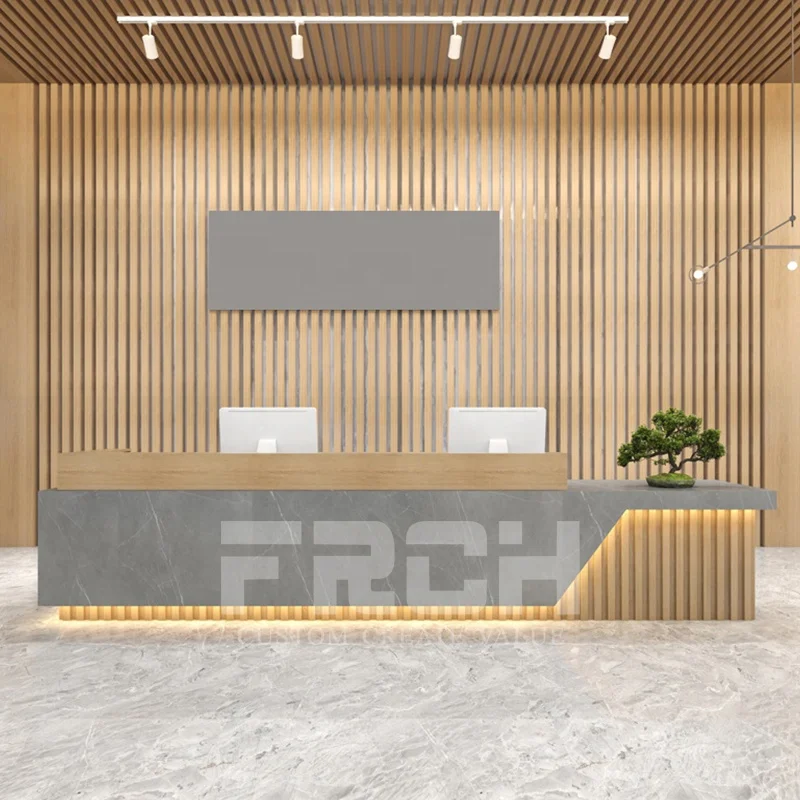 Современная деревянная белая клиника офис спа-салон красоты стойка регистрации со светодиодной подсветкой