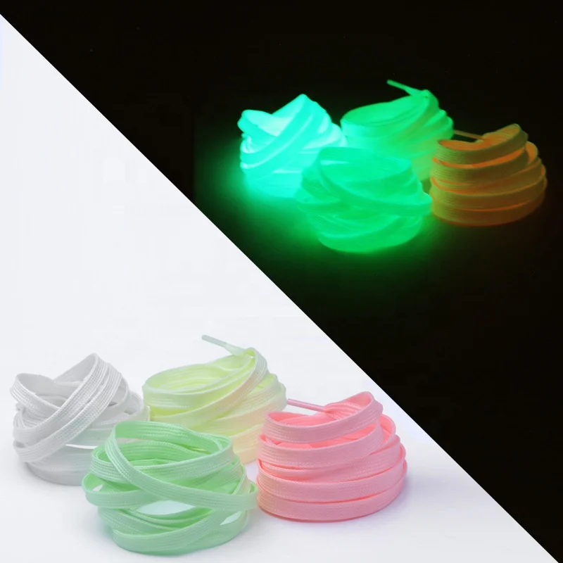 Женские и мужские детские шнурки для ботинок 10 мм белые люминесцентные светящиеся плоские шнурки на заказ