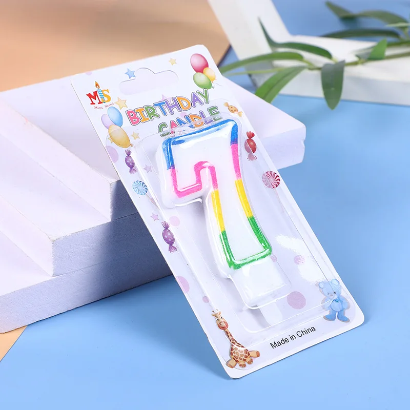 0-9 Colorful Fancy Happy Birthday Cake Number Candle ,Party Digital Candle With Holder For Kids Adult