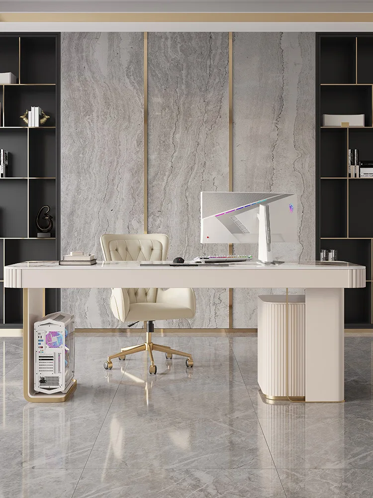 Material upgraded Italian light luxury modern minimalist home office computer desk with drawers